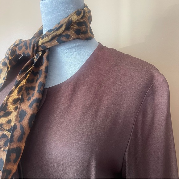 Studio 1 Y2K Vintage Brown Dress with Leopard-Print Scarf size 12 - Picture 13 of 14
